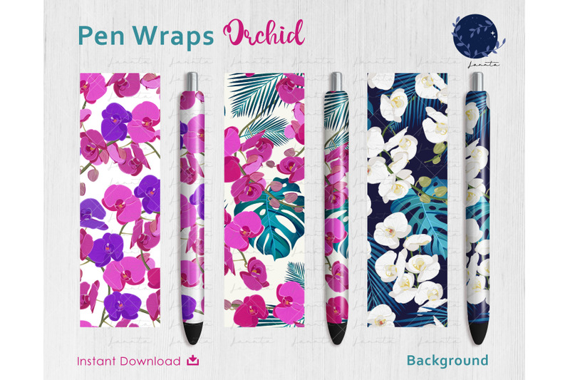 orchid-flower-pen-wraps-png-file-set