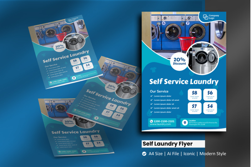 self-service-laundry-flyer-brochure-template