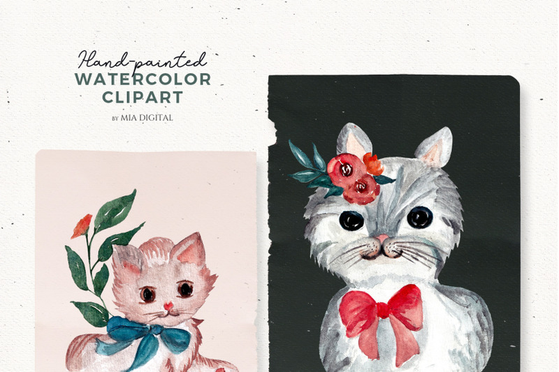 cats-with-flowers-watercolor-clipart