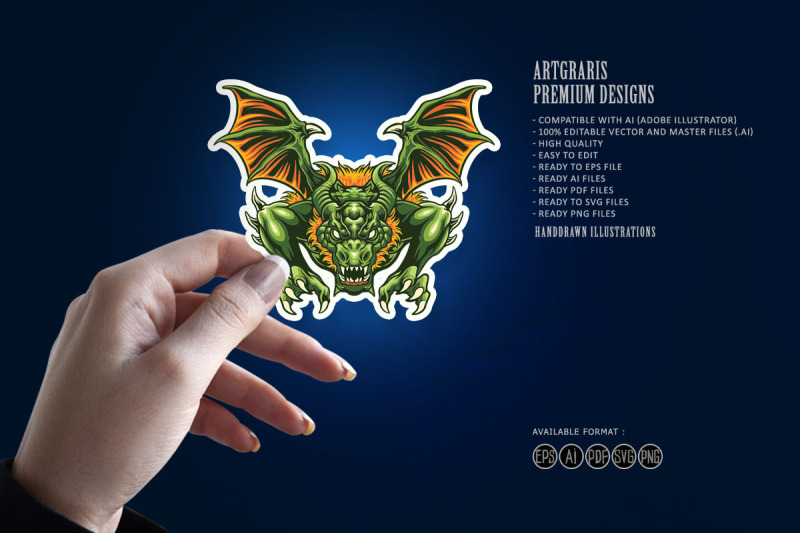 green-dragon-attack-svg-illustration