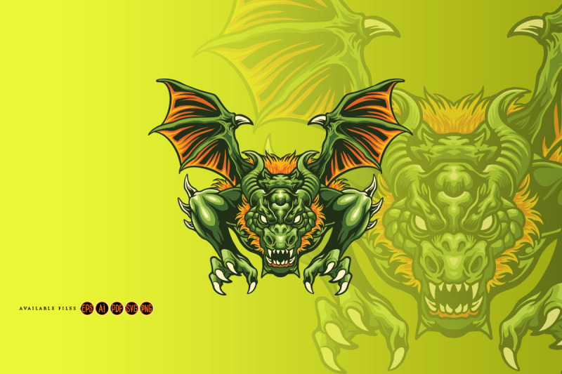 green-dragon-attack-svg-illustration