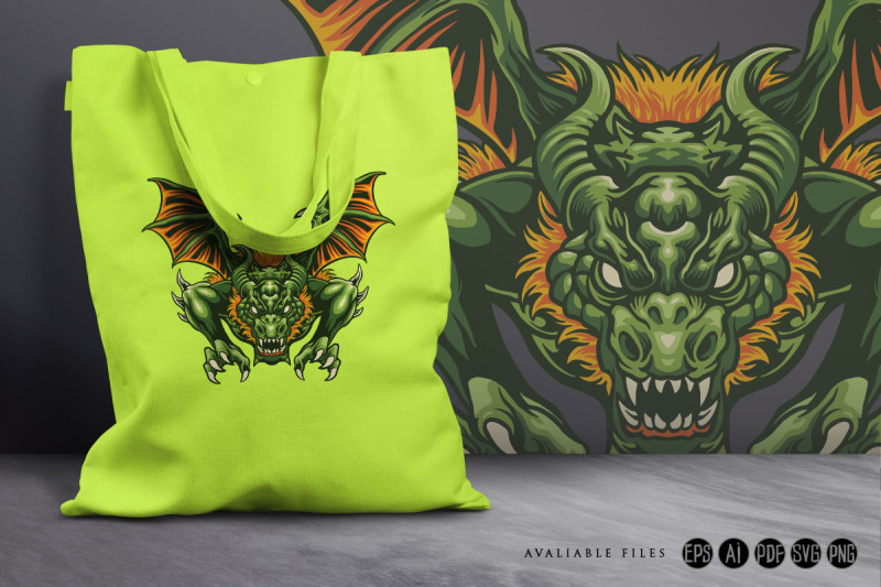 green-dragon-attack-svg-illustration