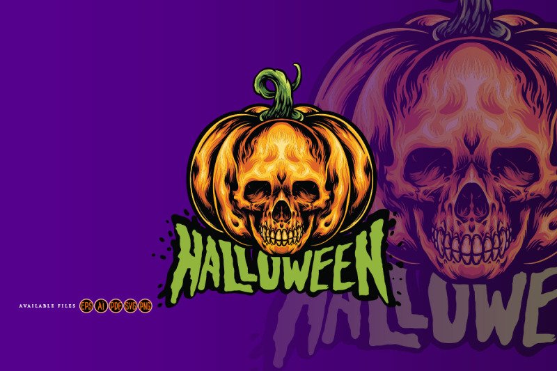 halloween-jack-o-lantern-pumpkin-skull-svg-illustrations