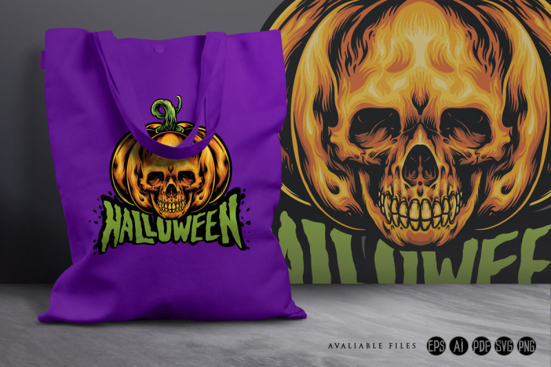 halloween-jack-o-lantern-pumpkin-skull-svg-illustrations