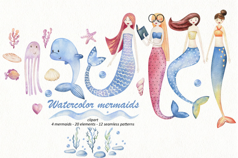 watercolor-mermaids