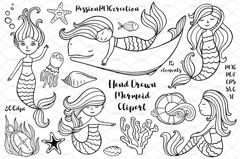 hand-drawn-mermaid-clipart