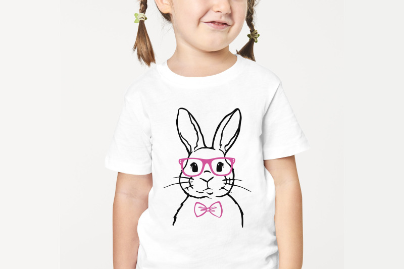 Rabbit with glasses and bow tie svg, Boy rabbit png, Bunny By Pretty ...