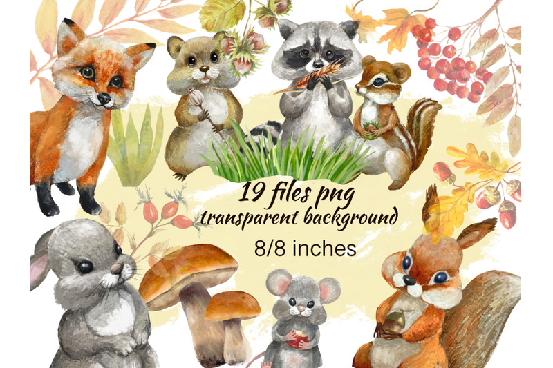 forest-animals-watercolor-clipart-woodland-animals-clipart