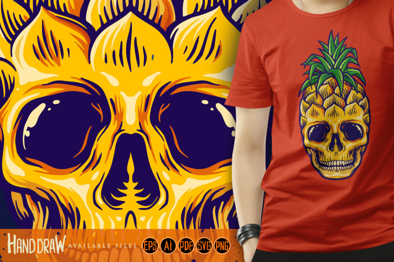 tropical-pineapple-skull-summer-mascot-svg-illustrations