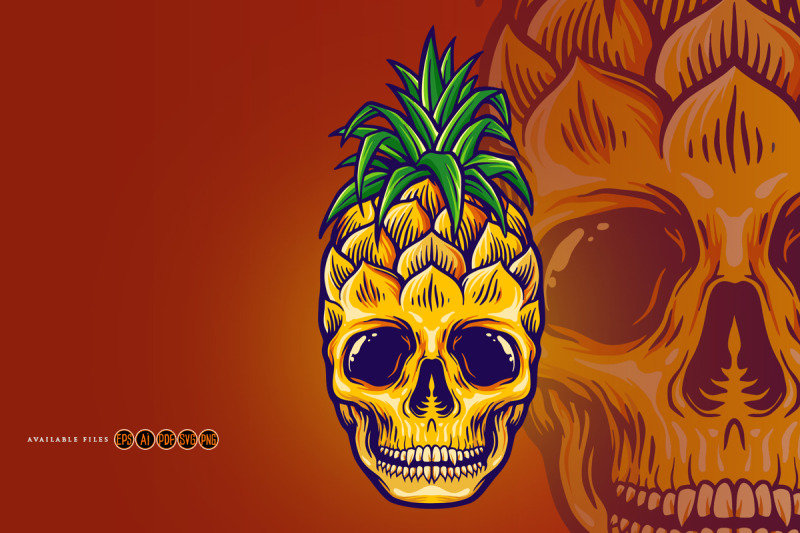 tropical-pineapple-skull-summer-mascot-svg-illustrations