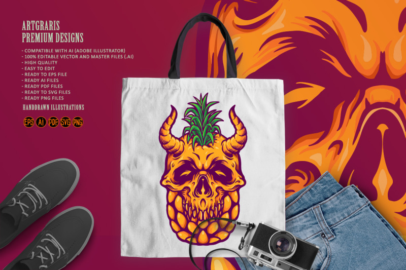 pineapple-skull-summer-svg-illustrations