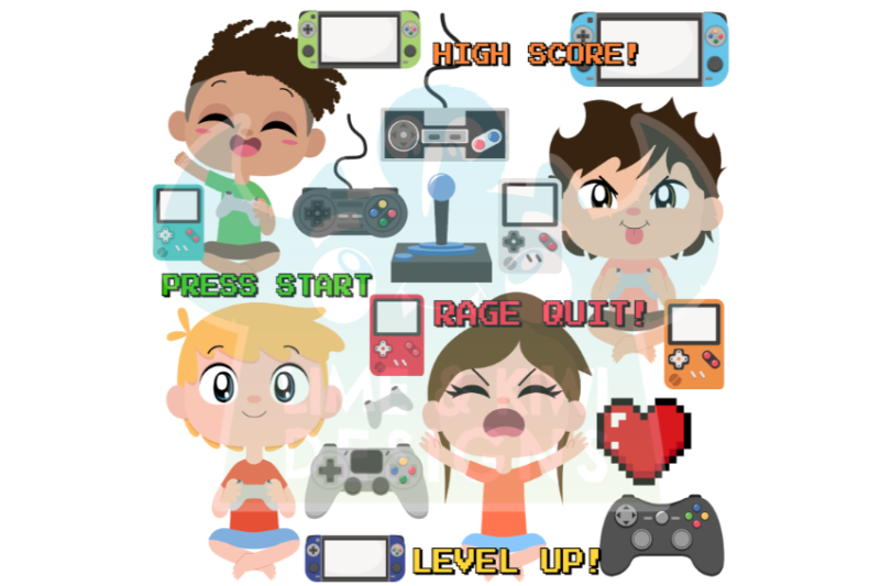 gamer-kids-clipart-lime-and-kiwi-designs