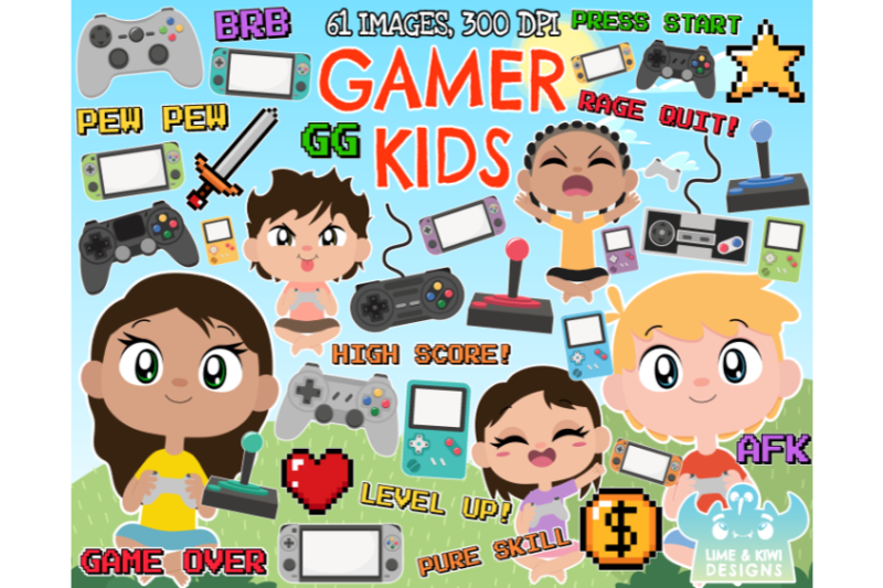 gamer-kids-clipart-lime-and-kiwi-designs
