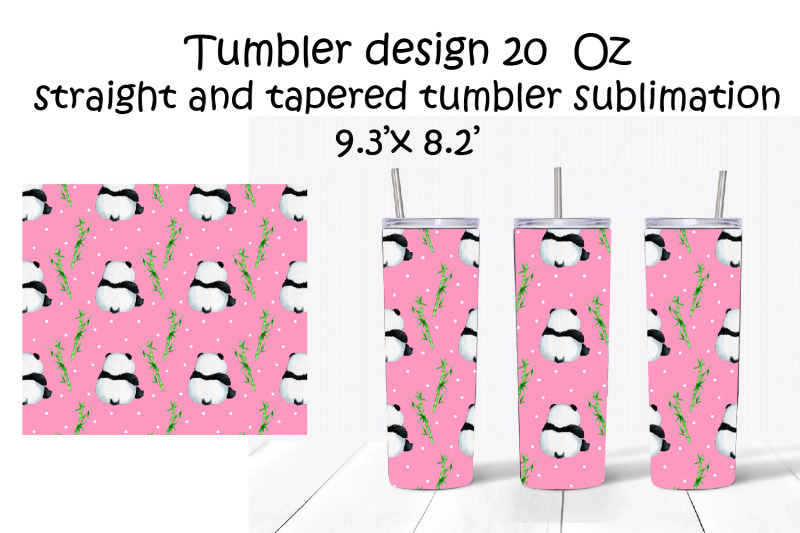 tumbler-design-20oz-sublimation-watercolor-cute-panda-pink