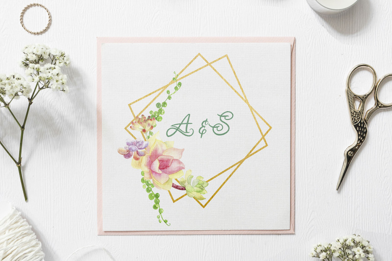 watercolor-floral-frame-succulent-wreath-png-gold-frame-png