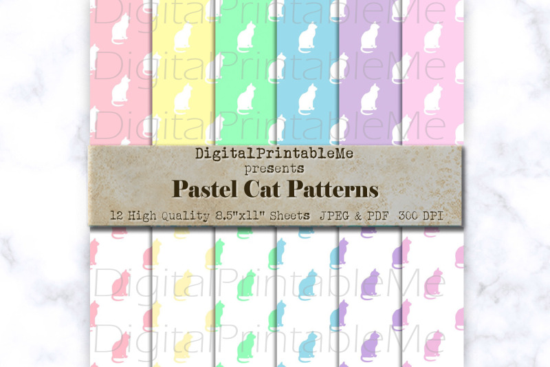 pastel-cat-digital-paper-pack-variety-of-colors-cat-lover-scrapbook