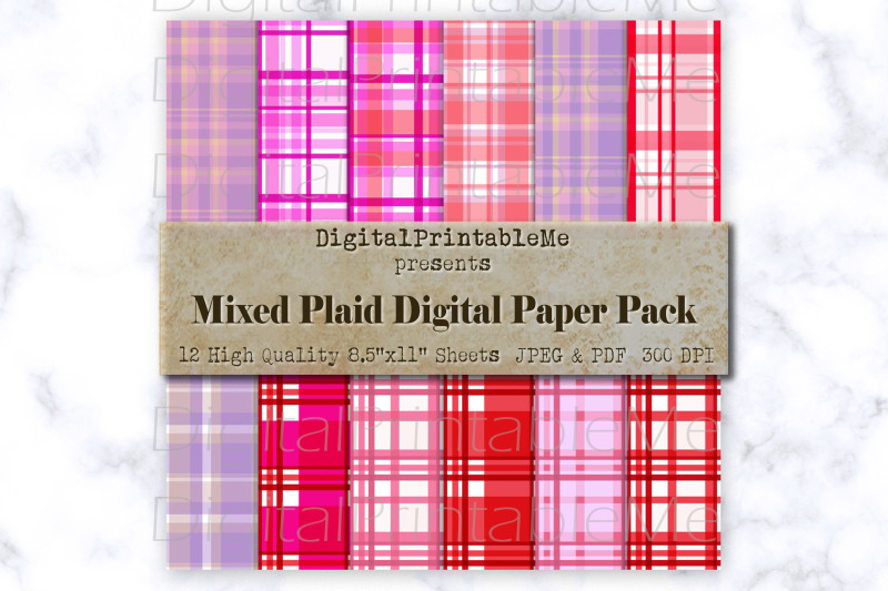 red-pink-purple-plaid-digital-paper-white-fuchsia-scrapbook-pack