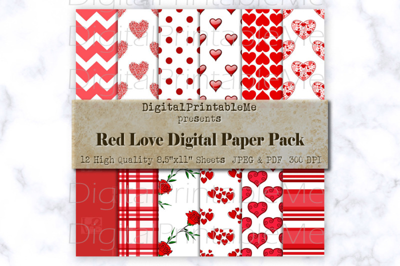 red-mixed-pattern-digital-paper-love-romance-scrapbook-pack-romantic