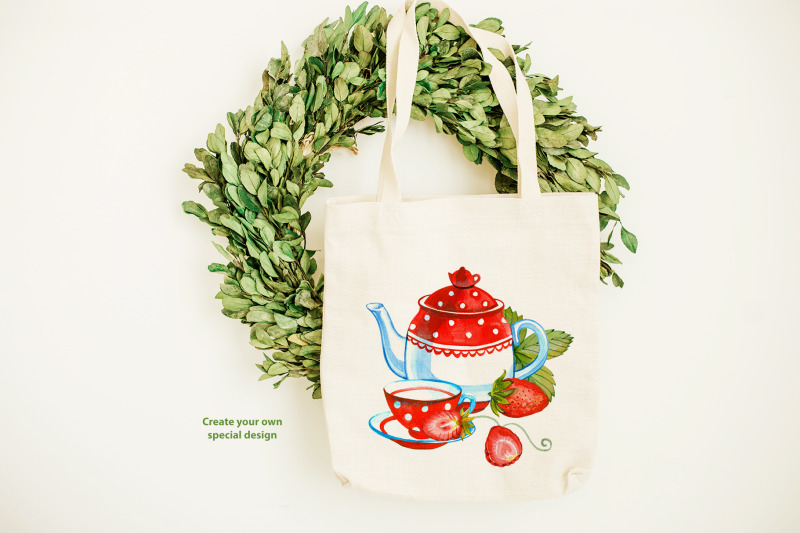 watercolor-strawberry-kitchen