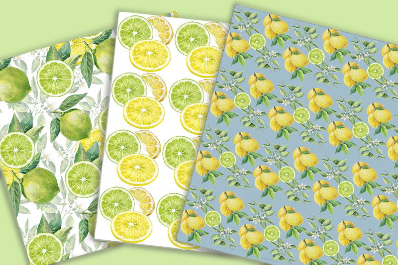 lemons-and-limes-digital-paper-pack-summer-printable-paper-citrus-pa
