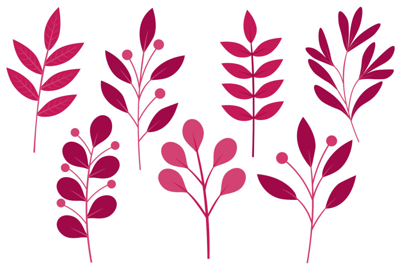 pink-flowers-flowers-silhouettes-plants-pink-leaves-svg