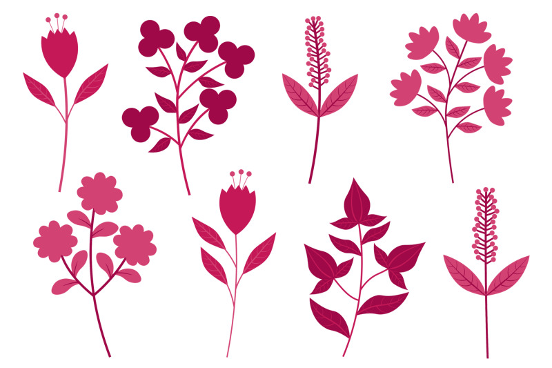 pink-flowers-flowers-silhouettes-plants-pink-leaves-svg