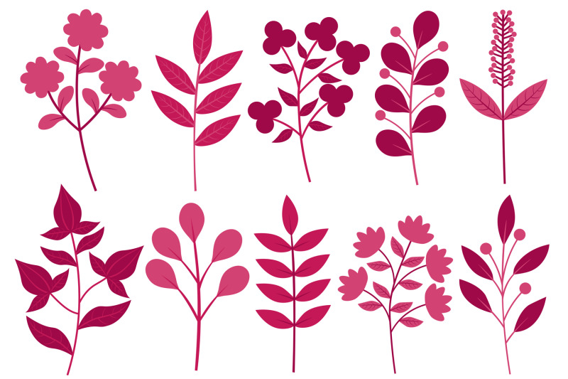 pink-flowers-flowers-silhouettes-plants-pink-leaves-svg