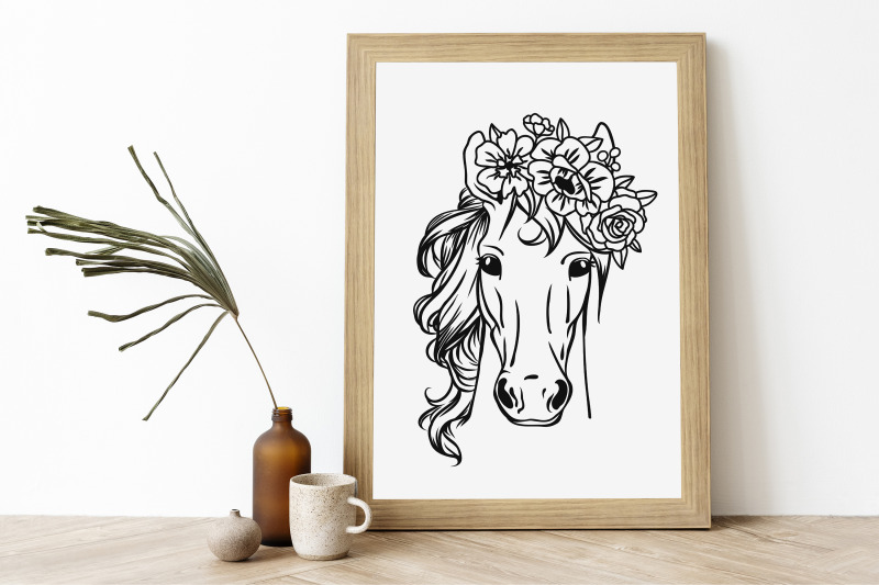 horse-with-flower-crown-svg-floral-horse-svg-horse-head