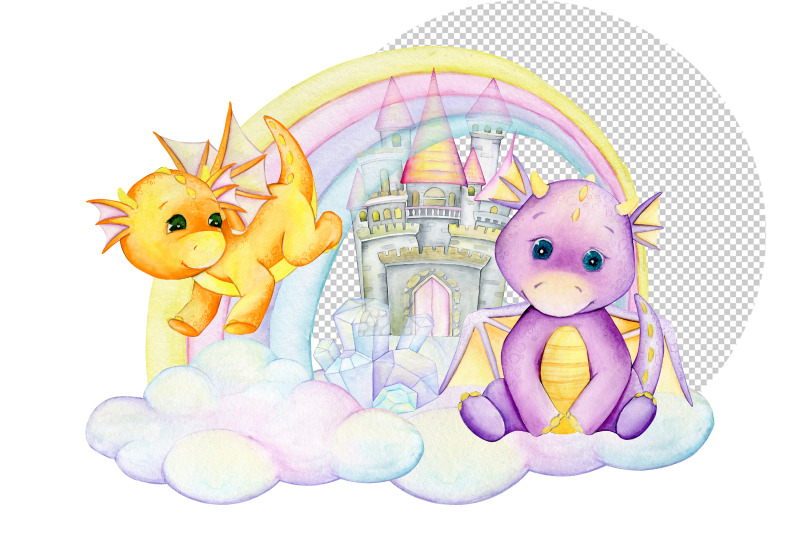 dragon-clipart-set-watercolour-animals-fairytale-card-planner-drago