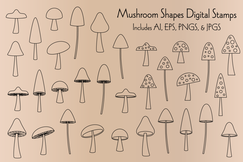 black-outline-mushroom-shapes