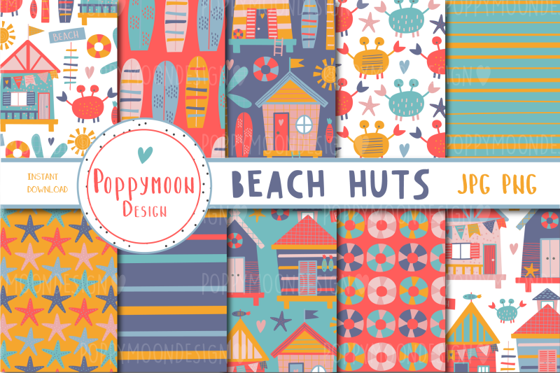 beach-huts-paper-set