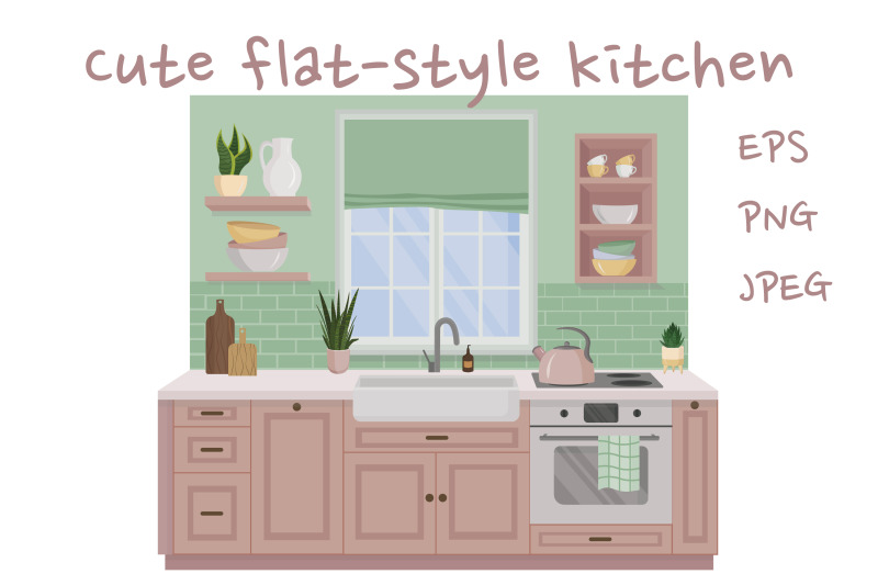cute-flat-style-kitchen