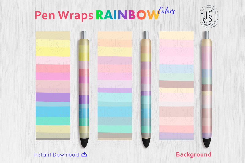 rainbow-color-pen-wraps-png-file-set