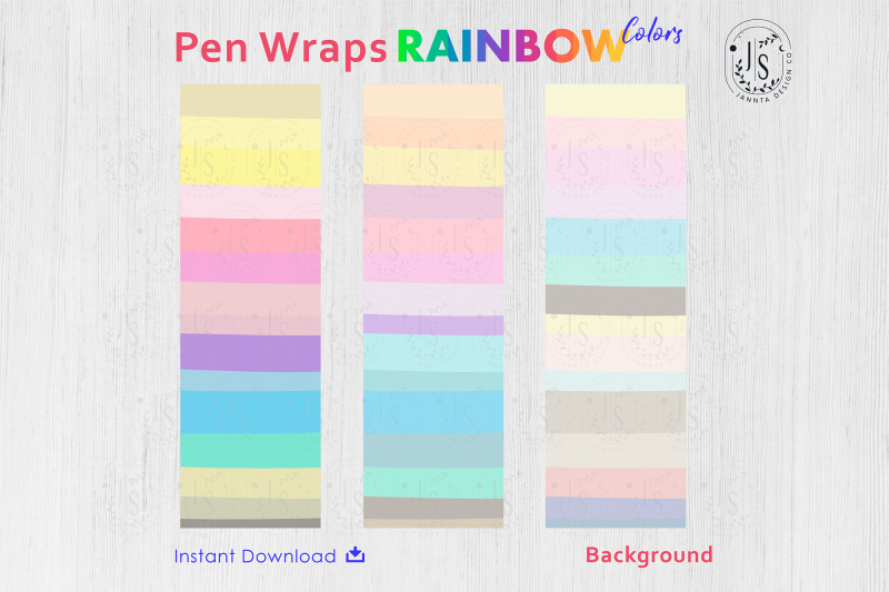 rainbow-color-pen-wraps-png-file-set