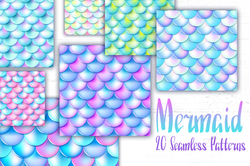 mermaid-fish-skin-summer-seamless-patterns
