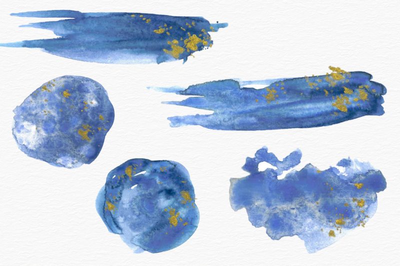 blue-and-gold-ink-watercolor-splash-collection