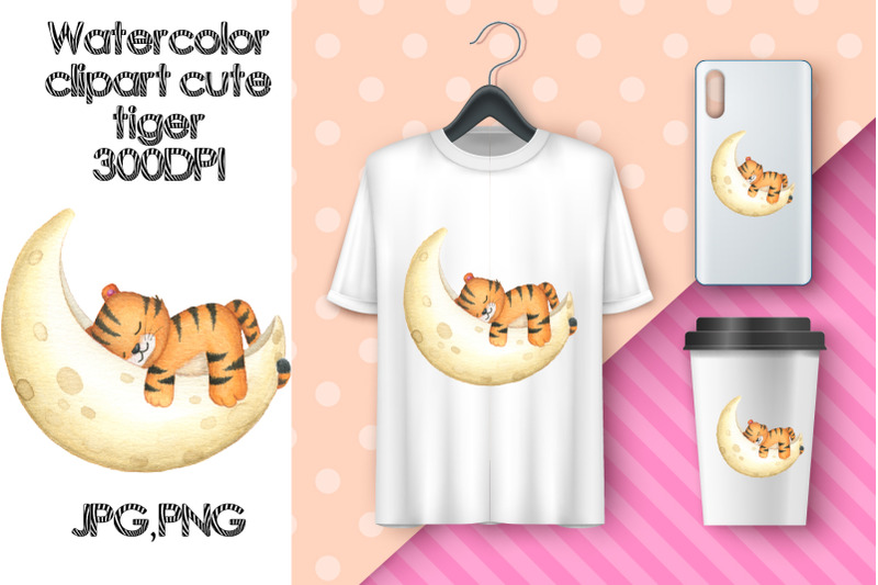 watercolor-clipart-cute-tiger-sublimation-sleep-tiger-cub