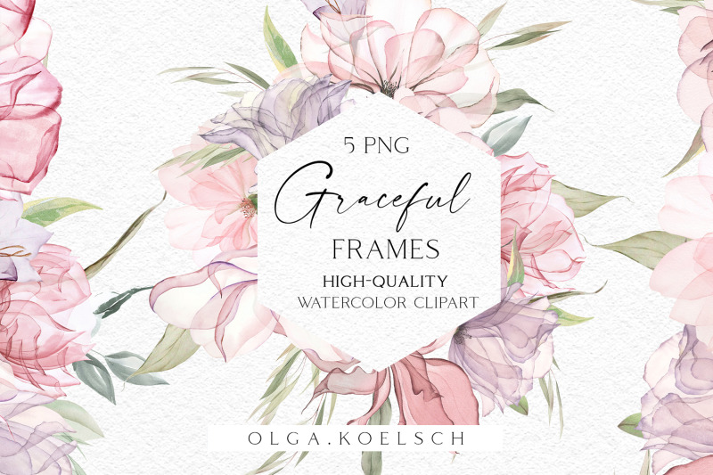 boho-rose-frames-clipart-dusty-pink-watercolor-floral-borders-png