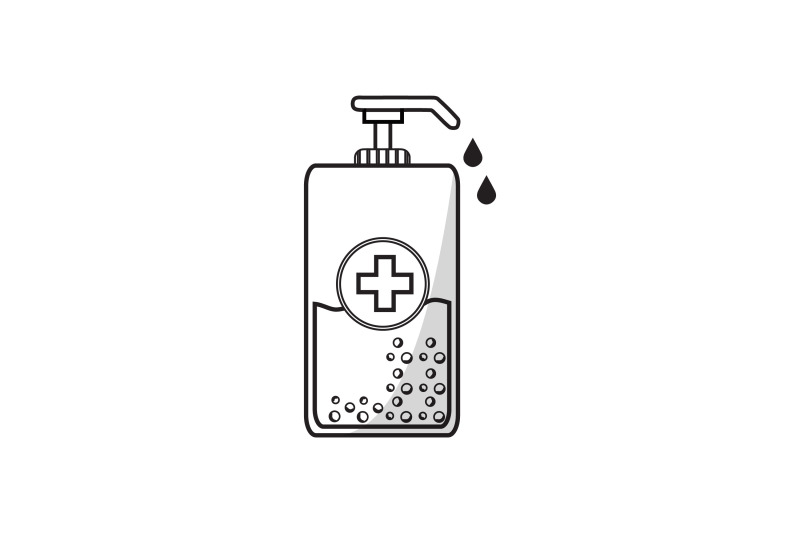 medical-icon-black-line-with-hand-sanitizer