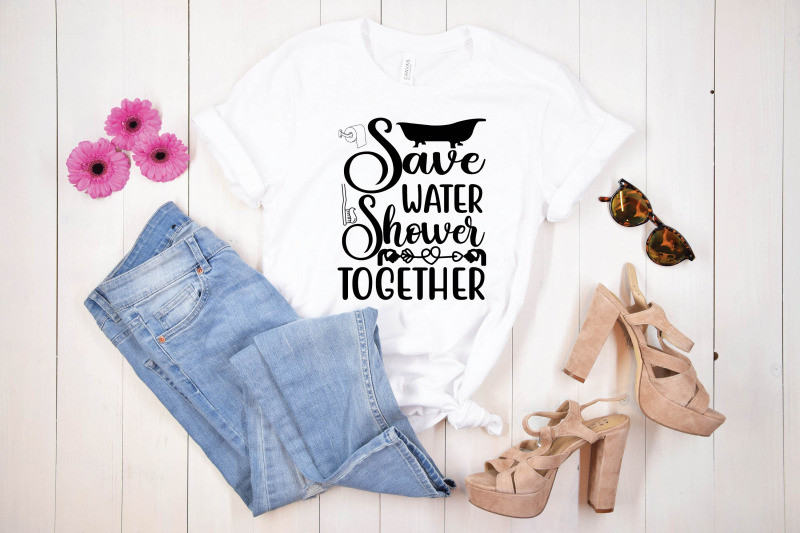 save-water-shower-together-svg-design