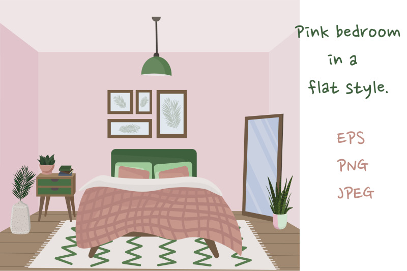 pink-bedroom-in-a-flat-style