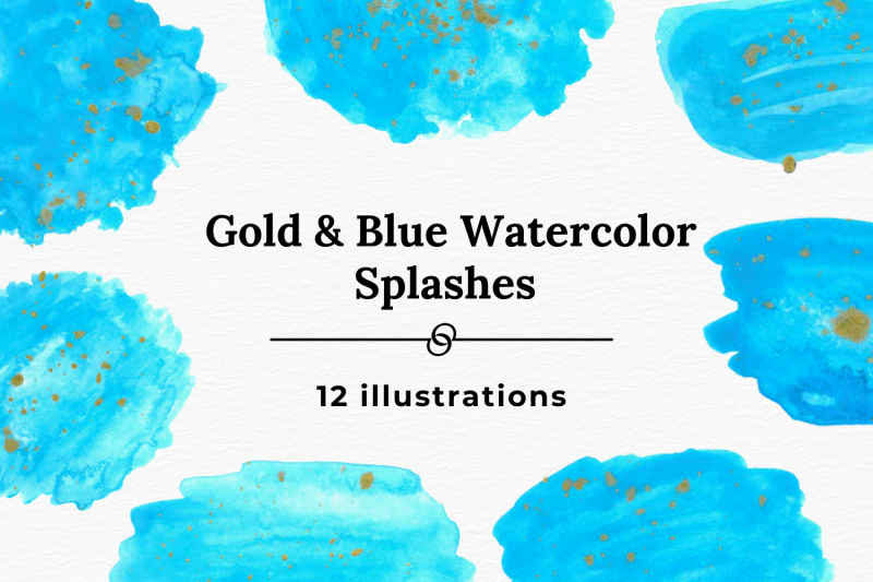 light-blue-and-gold-ink-watercolor-splash-collection