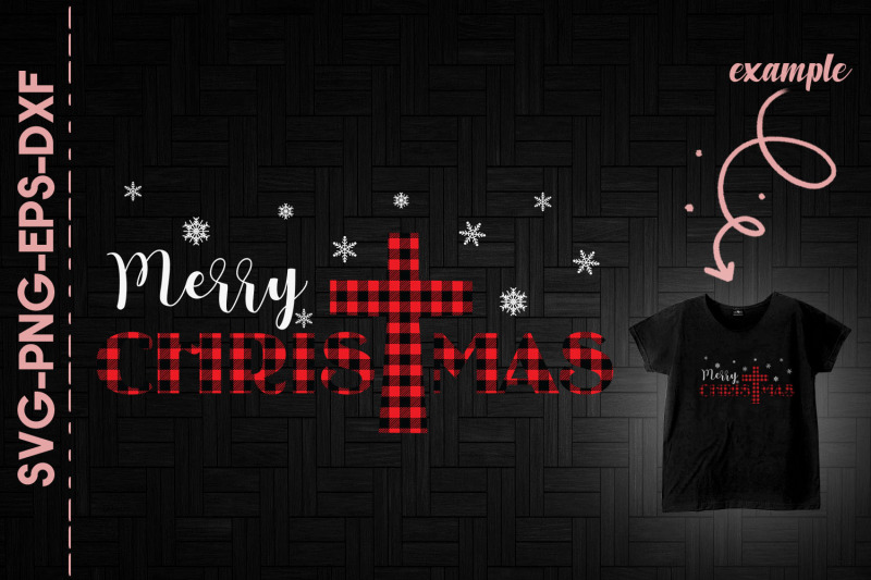 merry-christmas-cross-jesus-red-plaid