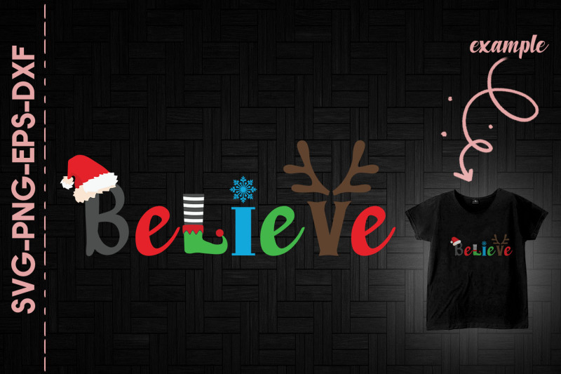 believe-christmas-hat-elf-reindeer-snow