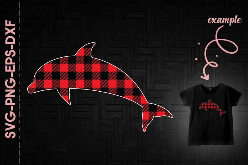 christmas-red-plaid-dolphin-funny-decor