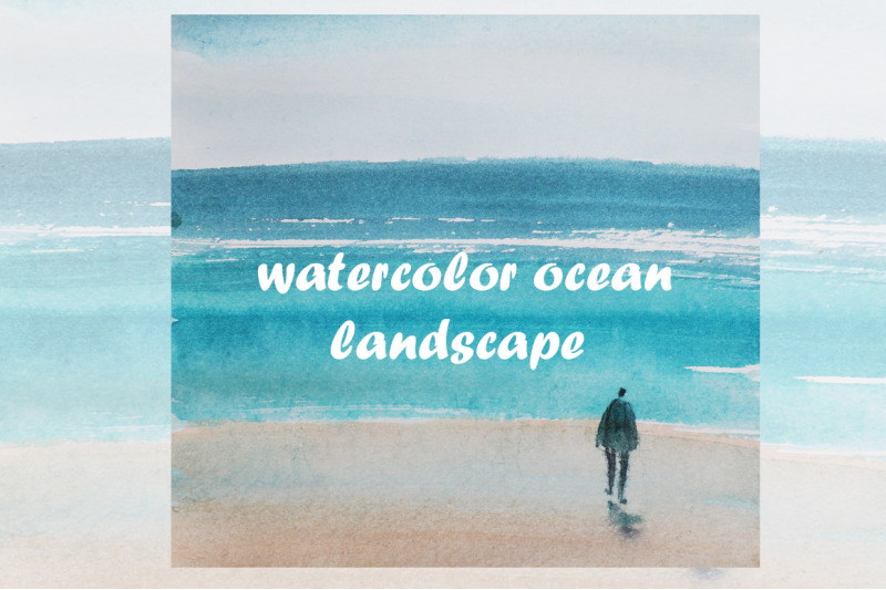 watercolor-nature-and-landscape-ocean-and-sea-and-wave-with-human