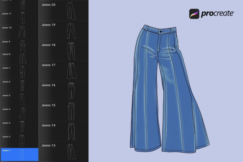 jeans-and-pants-procreate-stamps