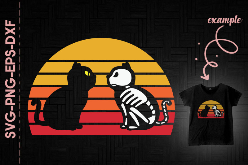 halloween-retro-bone-black-cat