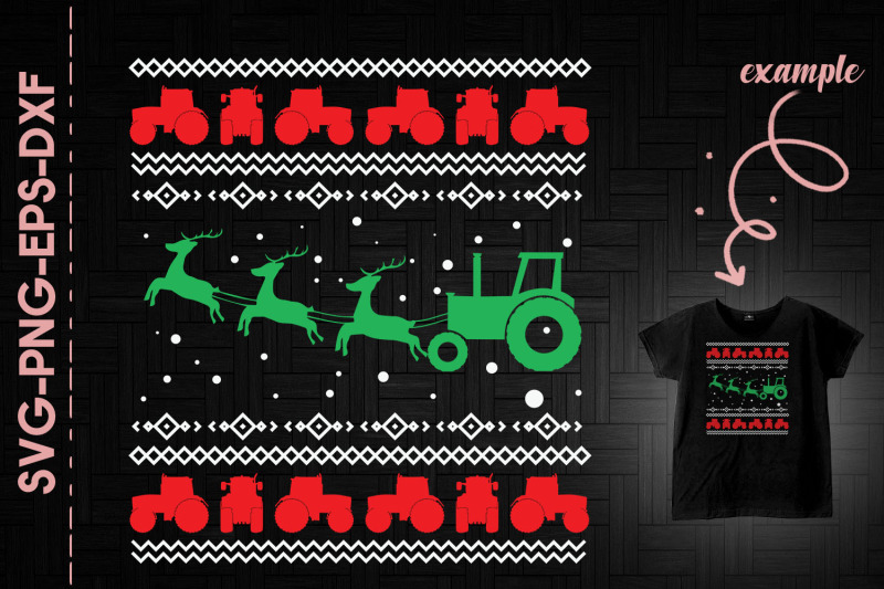 tractor-sleigh-christmas-deers-sweater