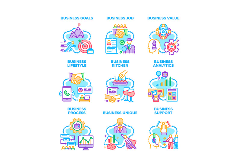 business-process-set-icons-vector-illustrations